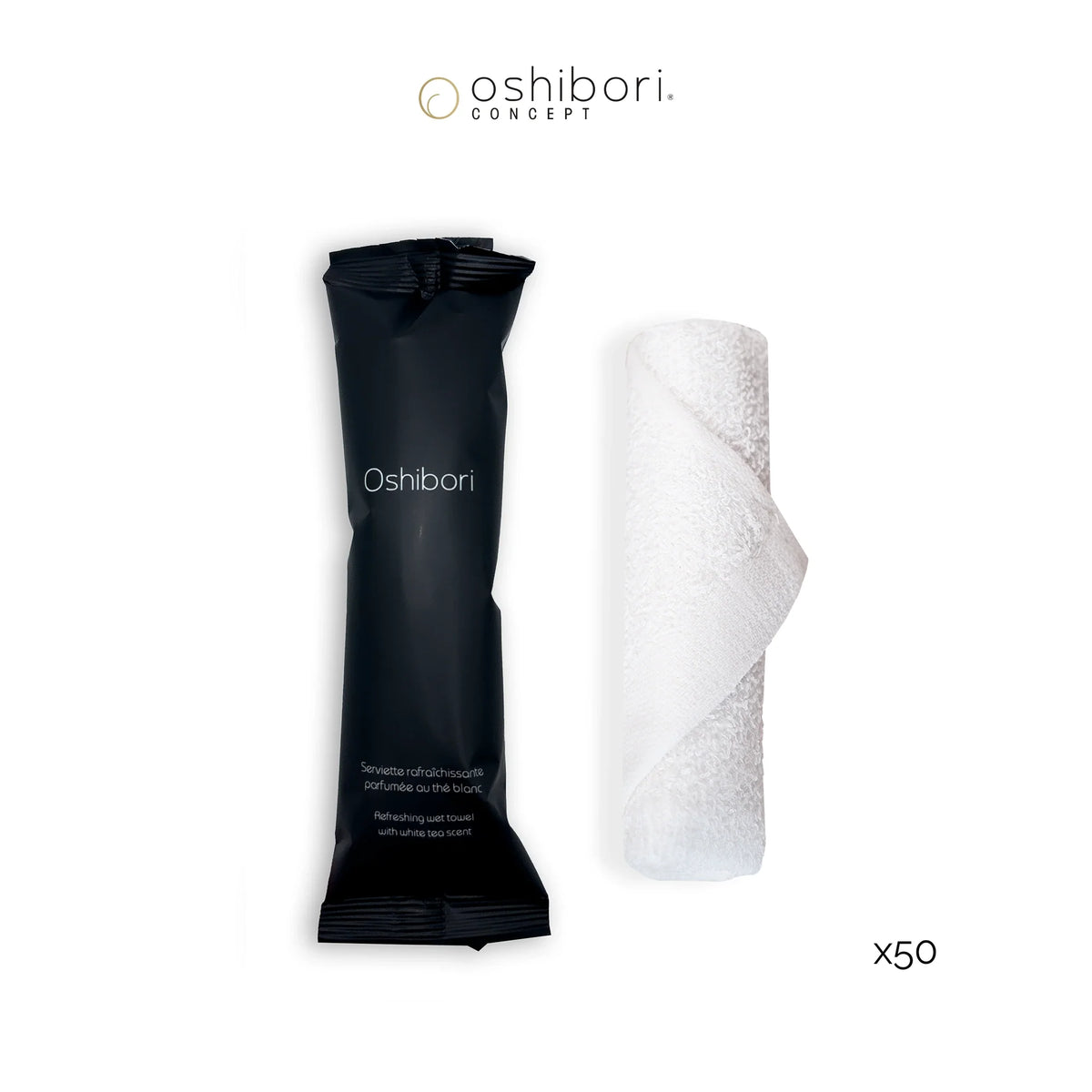 Oshibori rafraichissant - 15 grammes - Noir (x50)